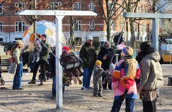 Families at a playground in Nørrebro, Copenhagen